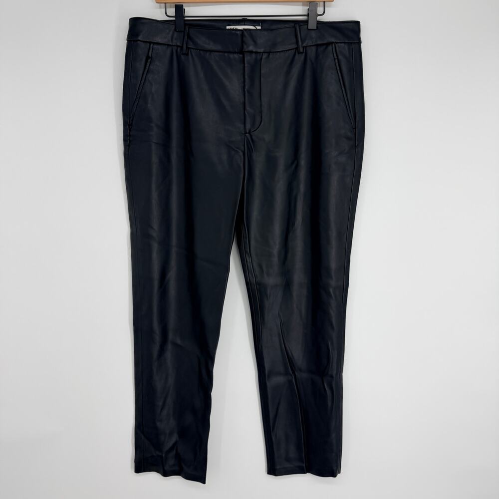 ZARA Black Faux Leather Tapered Pants High Rise Trouser Womens 12 NWOT